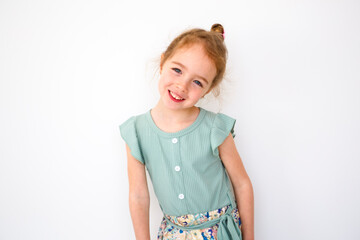 Cute girl 4 year old posing in studio - 779791690