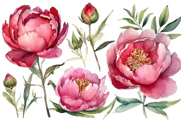 Delicate watercolor peonies on a light background, adding sophistication and romance.