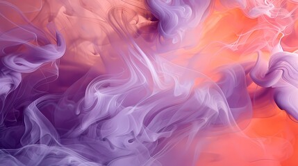 Fototapeta na wymiar Soft peach smoke swirling over an abstract canvas of electric violet and earthy terracotta.