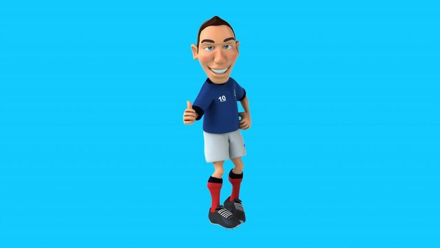 Fun cartoon football player with thumbs up and down (with alpha channel included)