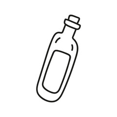 Celebration bottle of wine. Hand drawn doodle vector illustration of party