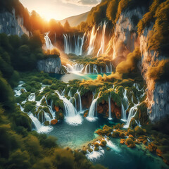 Wunderschöne Wasserfälle (fiktiv) - obrazy, fototapety, plakaty