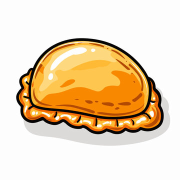 A simple flat illustration of a traditional Bolivian salteña, a savory pastry