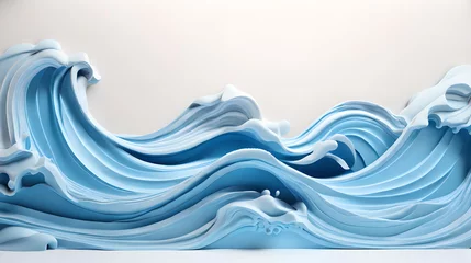 Schilderijen op glas grey color 3d sea wave water landscape background wallpaper © Ivanda