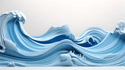Fotobehang grey color 3d sea wave water landscape background wallpaper © Ivanda