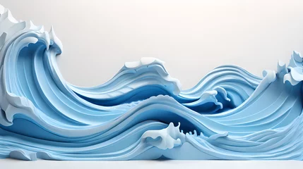 Tuinposter grey color 3d sea wave water landscape background wallpaper © Ivanda