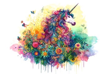  Watercolor Painting of Unicorn