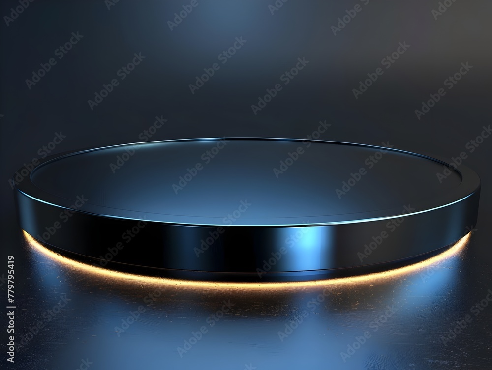 Poster high tech 3d metallic platform for cutting edge product and presentations with sleek minimalist desi