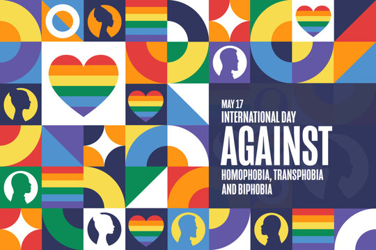 International Day Against Homophobia, Transphobia and Biphobia. May 17. Holiday concept. Template for background, banner, card, poster with text inscription. Vector EPS10 illustration.