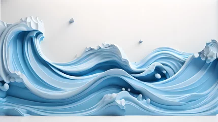 Poster grey color 3d sea wave water landscape background wallpaper © Ivanda