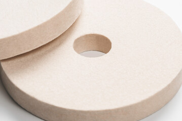 Two polishing circles from grinding machine. Natural felt for polishing and sharpening tools.