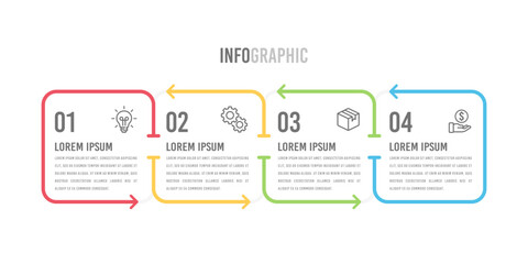 4 process infographic timeline design square template. Vector illustration. - obrazy, fototapety, plakaty