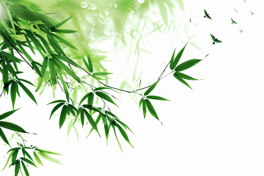 a picture of a bamboo tree with green leaves