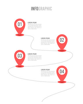 Infographic roadmap pins design template. Business presentation, Timeline and Milestone.Vector illustration.