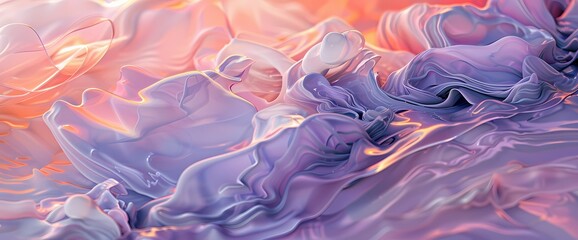 Soft lavender gradients melt into a pool of coral and peach, forming an enchanting abstract dreamscape."