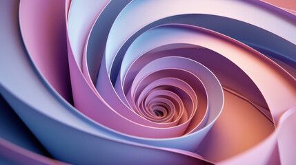 Abstract Colorful Spiral Pattern in Pink, Blue, and Purple Tones with Center Spiral Shape, 3D Rendering