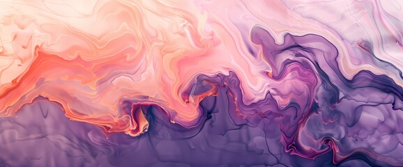 Soft lavender gradients melt into a pool of coral and peach, forming an enchanting abstract dreamscape.