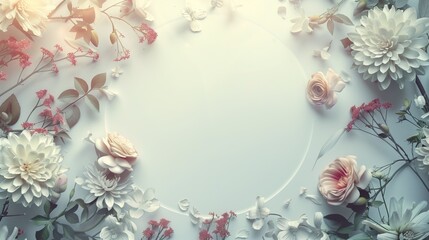 Fototapeta na wymiar Elegant floral arrangement with central blank space for design