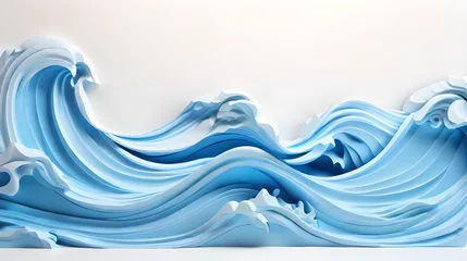 Gordijnen white color 3d sea wave water landscape background wallpaper © Ivanda