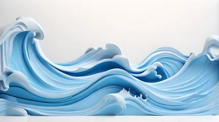 Tuinposter white color 3d sea wave water landscape background wallpaper © Ivanda