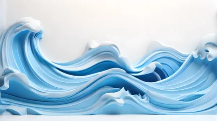 Fotobehang white color 3d sea wave water landscape background wallpaper © Ivanda