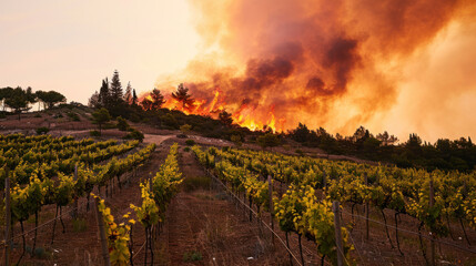 Vineyard and forest fire - grape harvest is in danger, possible smoke taint, wine spoilage,...