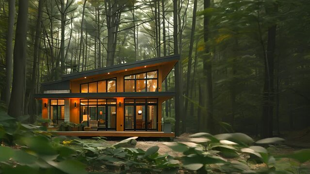 4K Video Clip Concept design of a modern one-story house. For use in structural design and As-Built Drawing.