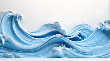 Poster white color 3d sea wave water landscape background wallpaper © Ivanda