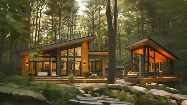 4K Video Clip Concept design of a modern one-story house. For use in structural design and As-Built Drawing.