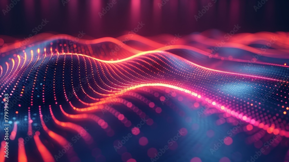 Poster 3d render abstract background with neon light lines speed, in the style of neon cyan and neon red