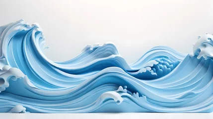 Fotobehang white color 3d sea wave water landscape background wallpaper © Ivanda