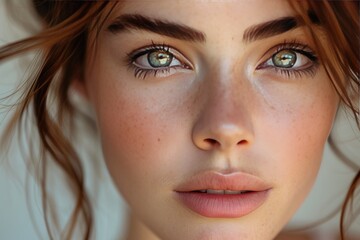 Fototapeta premium Graceful Beauty: Studio Close-Up of a Model's Face