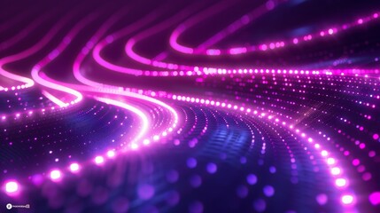 3D render, abstract background with neon light lines warp, in the style of green and purple