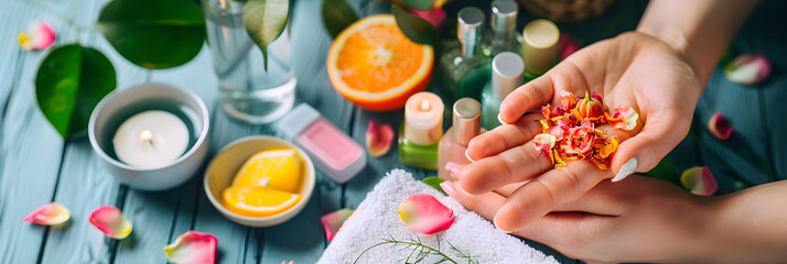 Home Spa Indulgence: A Tranquil and Invigorating Home Manicure Experience  - obrazy, fototapety, plakaty