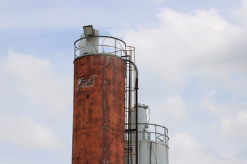One of several storage tanks at a cement batch plant