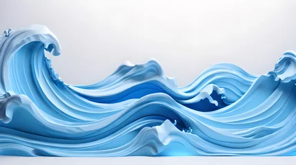 Poster dark blue color 3d sea wave water landscape background wallpaper © Ivanda