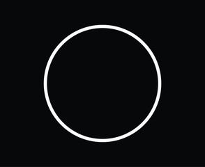 Circle Shape Outline White Stroke Circle Symbol Vector Illustration With Black Background