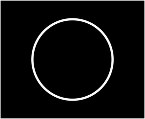 Circle Shape Outline White Stroke Circle Symbol Vector Illustration With Black Background