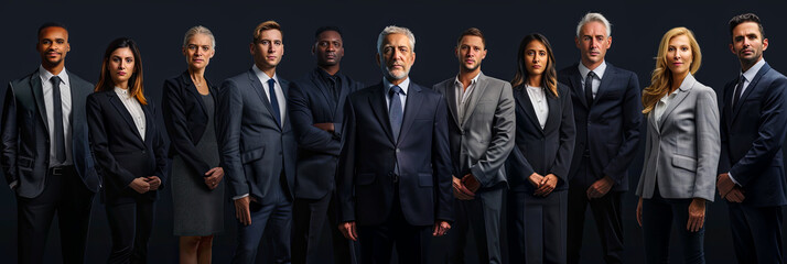 Eine Gruppe von Business Leuten auf einem schwarzen Hintergrund 