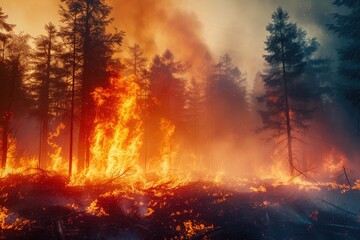 Inferno Unleashed: Wildfire Chaos - obrazy, fototapety, plakaty