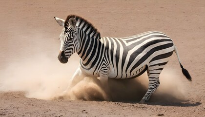 A-Zebra-With-Its-Legs-Splayed-Out-As-It-Rolls-In-T-