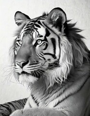 Tatuaje de Tigre en Blanco Y Negro