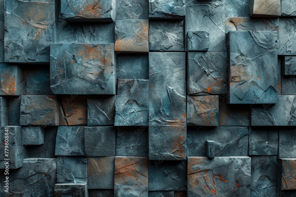 Poster dark metallic cubes with textured surfaces create a bold and rugged industrial background with an ar