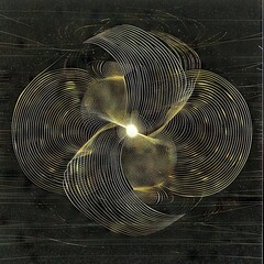 Sacred geometric symbol on black background. Abstract mystic poster. Generative AI - 779810403