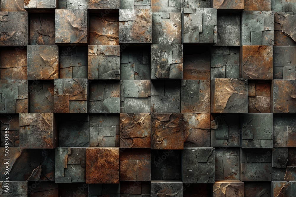 Aufkleber this image showcases a variety of metallic squares with different textures and earth-toned shades in