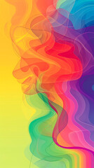 interesting multicolor shapes on a colorful gradient background, illustration design
