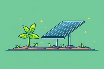 A minimalist icon of a solar panel and a plant