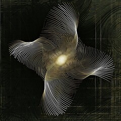 Sacred geometric symbol on black background. Abstract mystic poster. Generative AI - obrazy, fototapety, plakaty