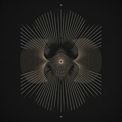 Sacred geometric symbol on black background. Abstract mystic poster. Generative AI - 779811417