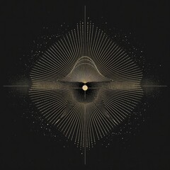 Sacred geometric symbol on black background. Abstract mystic poster. Generative AI - 779811444